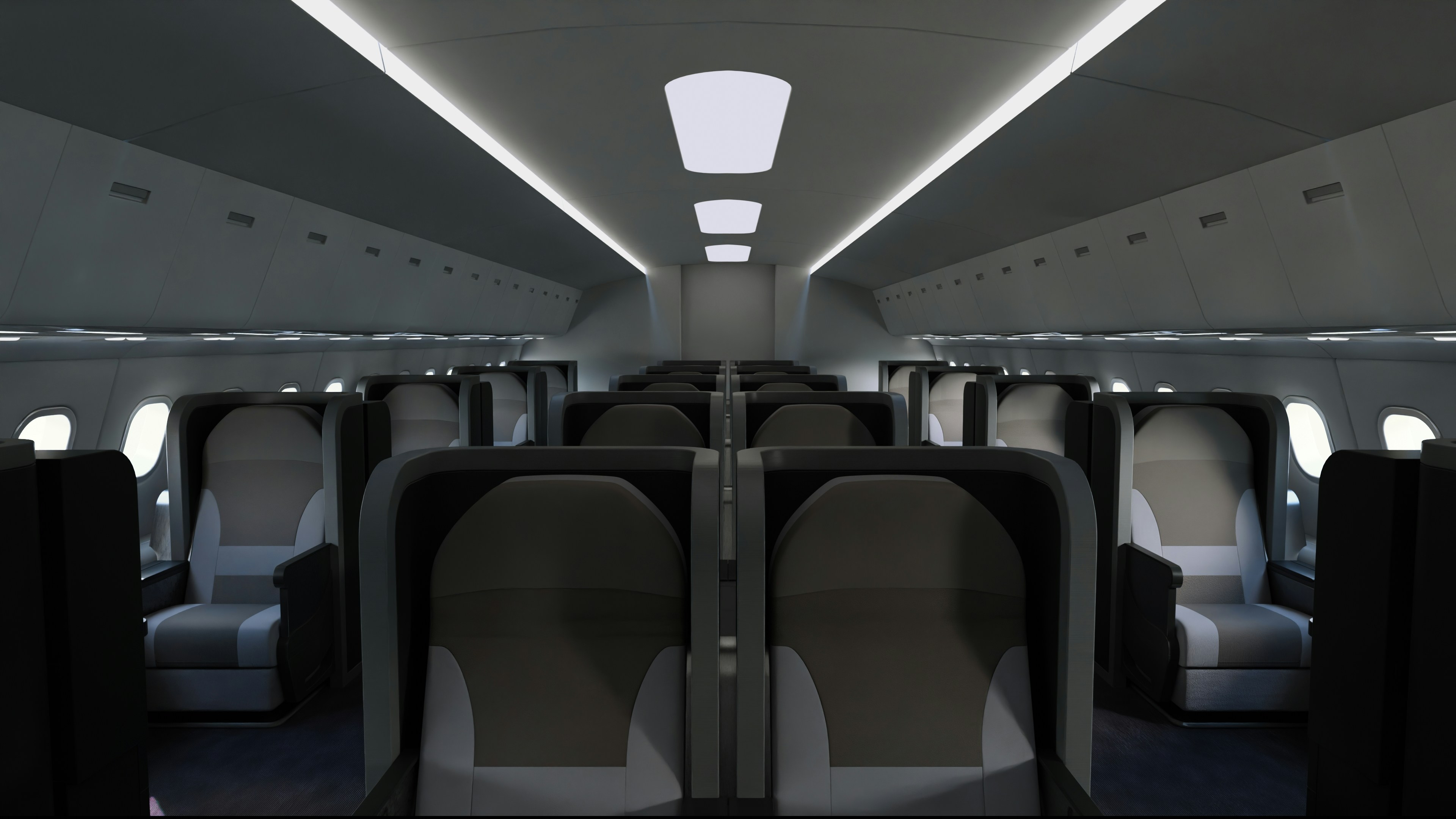 First class flight cabin